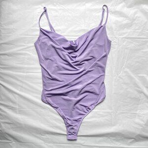 urban outfitters out from under purple satin cowl neck thong bodysuit